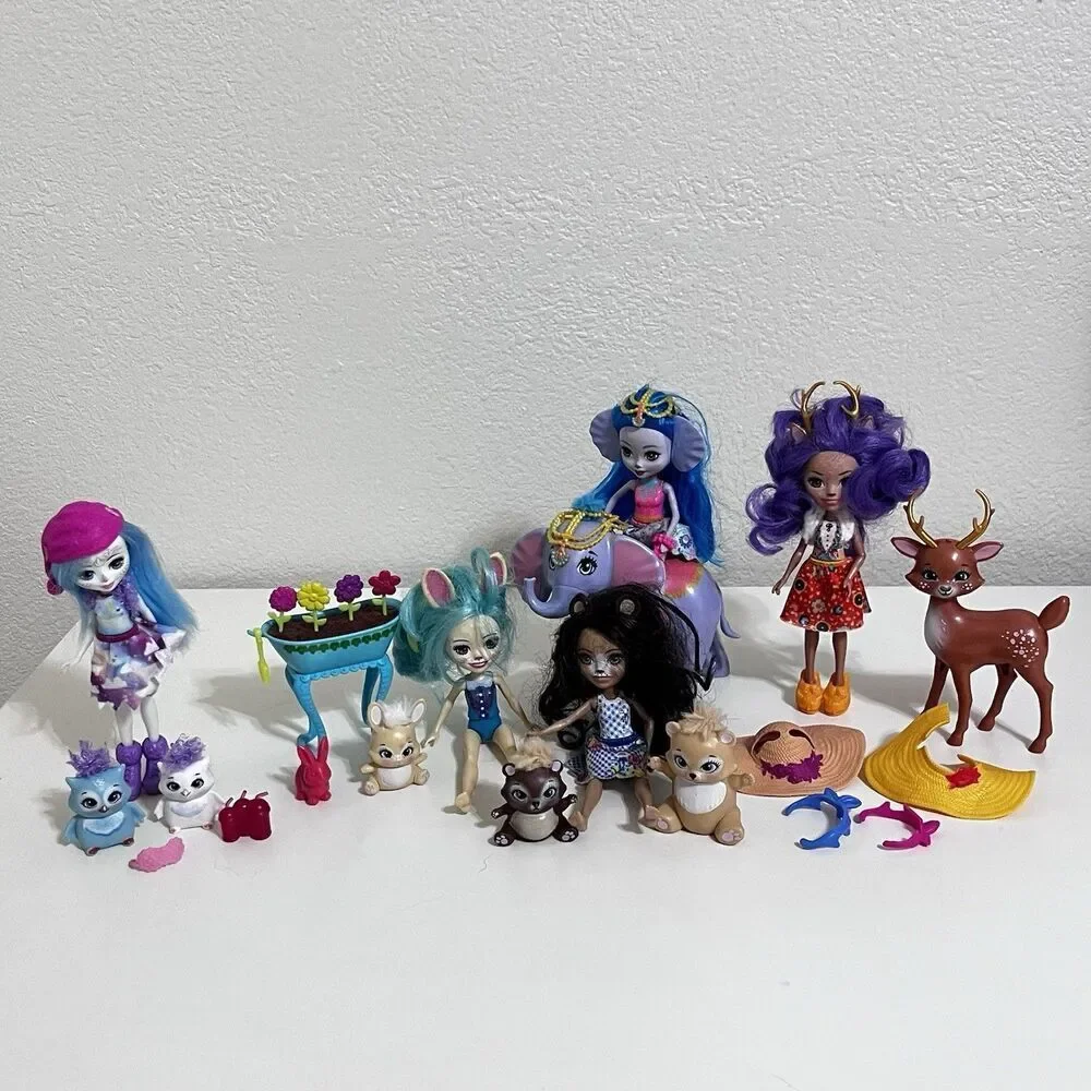 Mattel Enchantimals Dolls Animals Accessories Lot Deer Elephant Owl Bear Bunny